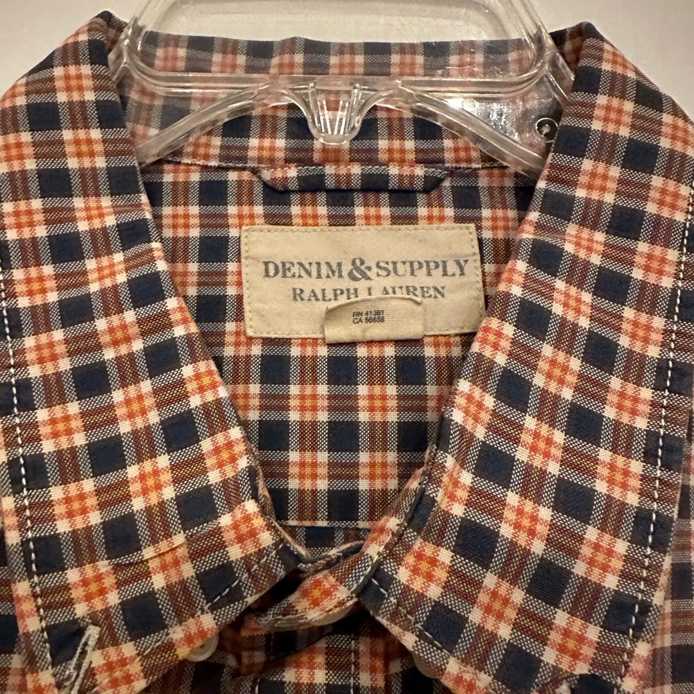 Used Denim & Supply Ralph Lauren Casual Orange/Blue Plaid Button Up XXL